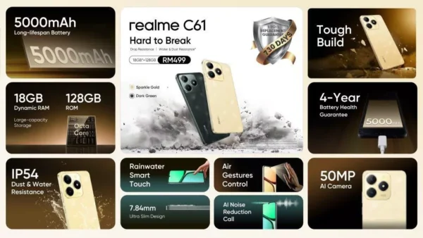 Smartphone Realme C61 4G NFC  Dual Chip 4GB/128GB - Imagem 2